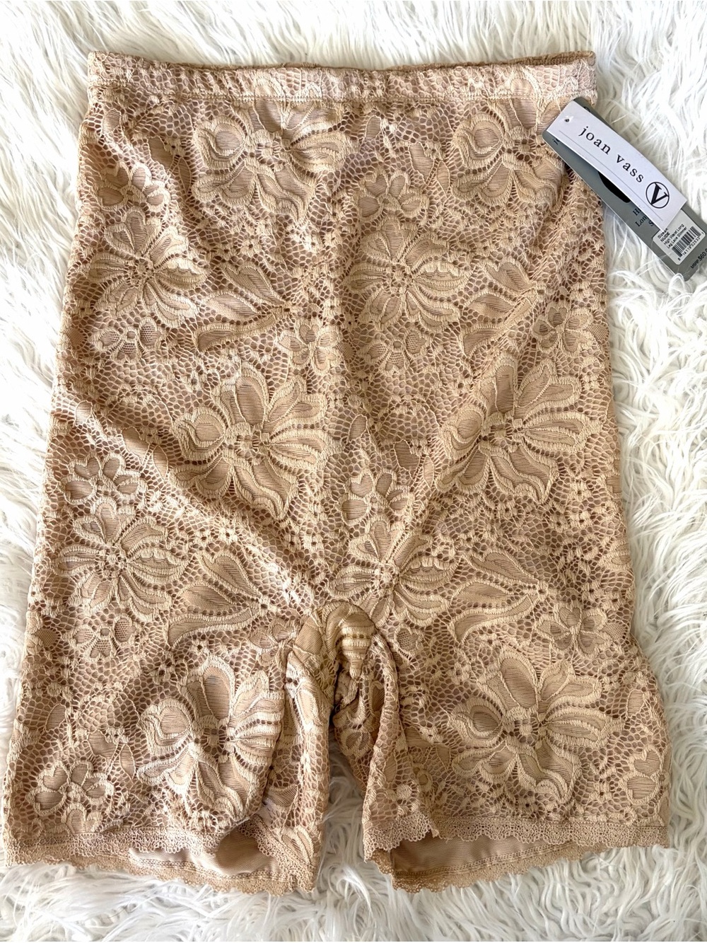 NWT Joan Vass Nude Firm Control All-Over Lace Shaper Shorts XXL